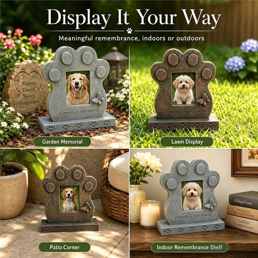 Teaeeno Dog Decor Statue Memory Stone, Pet Headstone Grave Markers