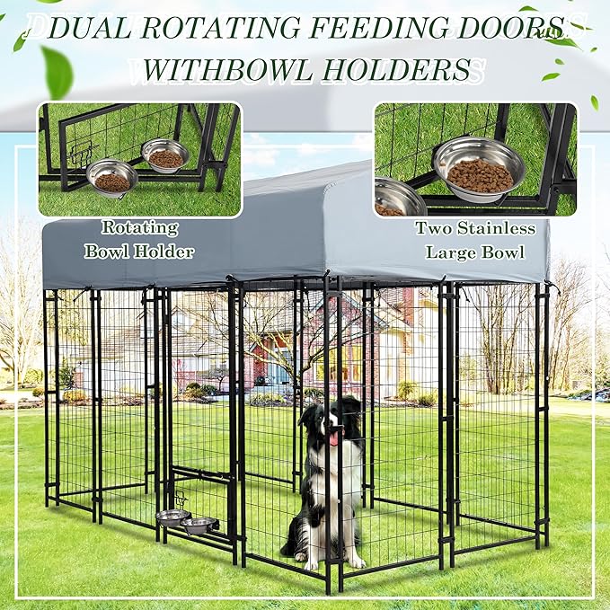 Grepatio Outdoor Dog Kennel for Large Dogs, Heavy Duty Welded Wire Steel Dog - Image 3