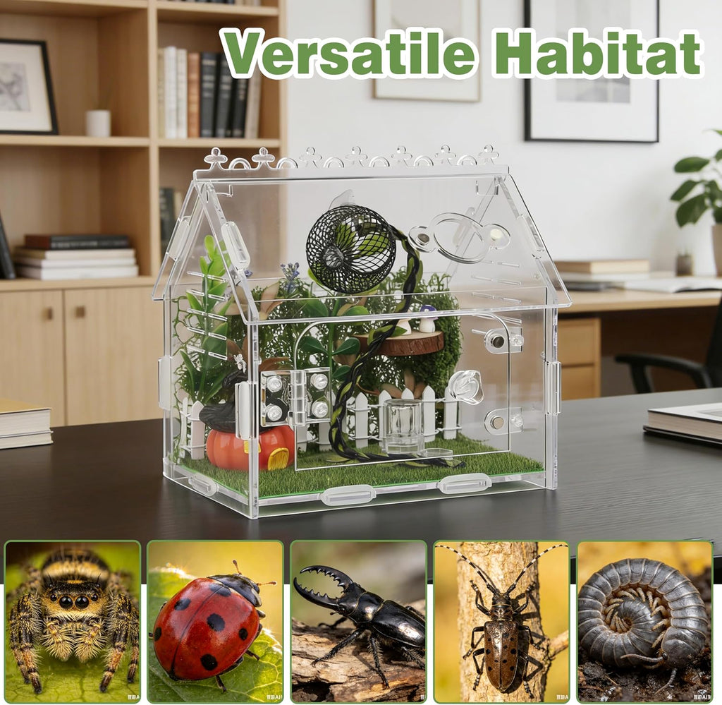 Jumping Spider Enclosure Kit, Acrylic Terrarium with Accessories