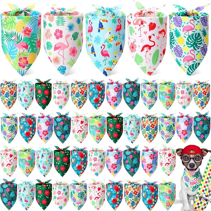 Weewooday 50 Pcs Hawaiian Dog Bandanas Bulk by Weewooday