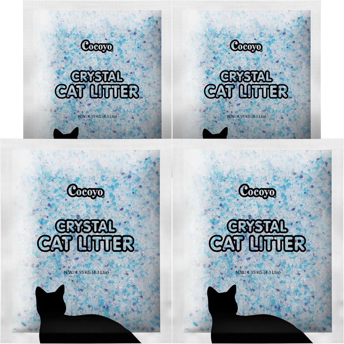 COCOYO Lavender-Scented Crystal Cat Litter I Silica Gel Cat Litter – 17.2 Lbs Value Pack (4.3 Lbs x 4)