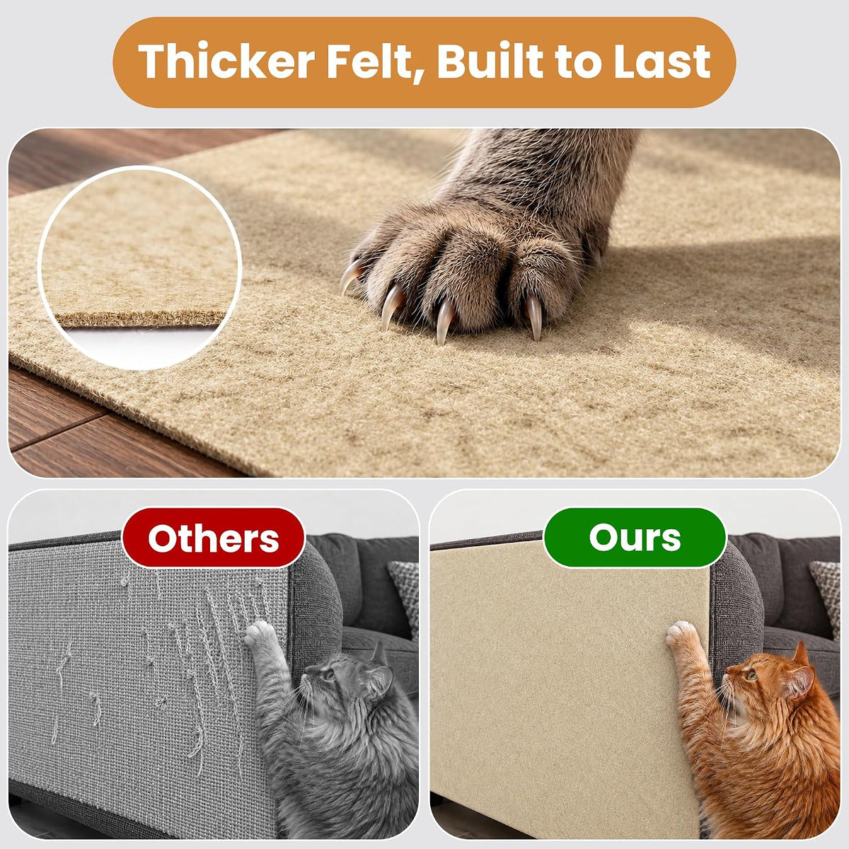 Cat Scratch Furniture Protector, Couch Protector from Cat Claws, Beige