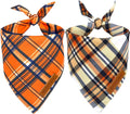 Realeaf Fall Dog Bandanas 2 Pack, Reversible Orange Plaid Holiday Pet Scarf by Realeaf