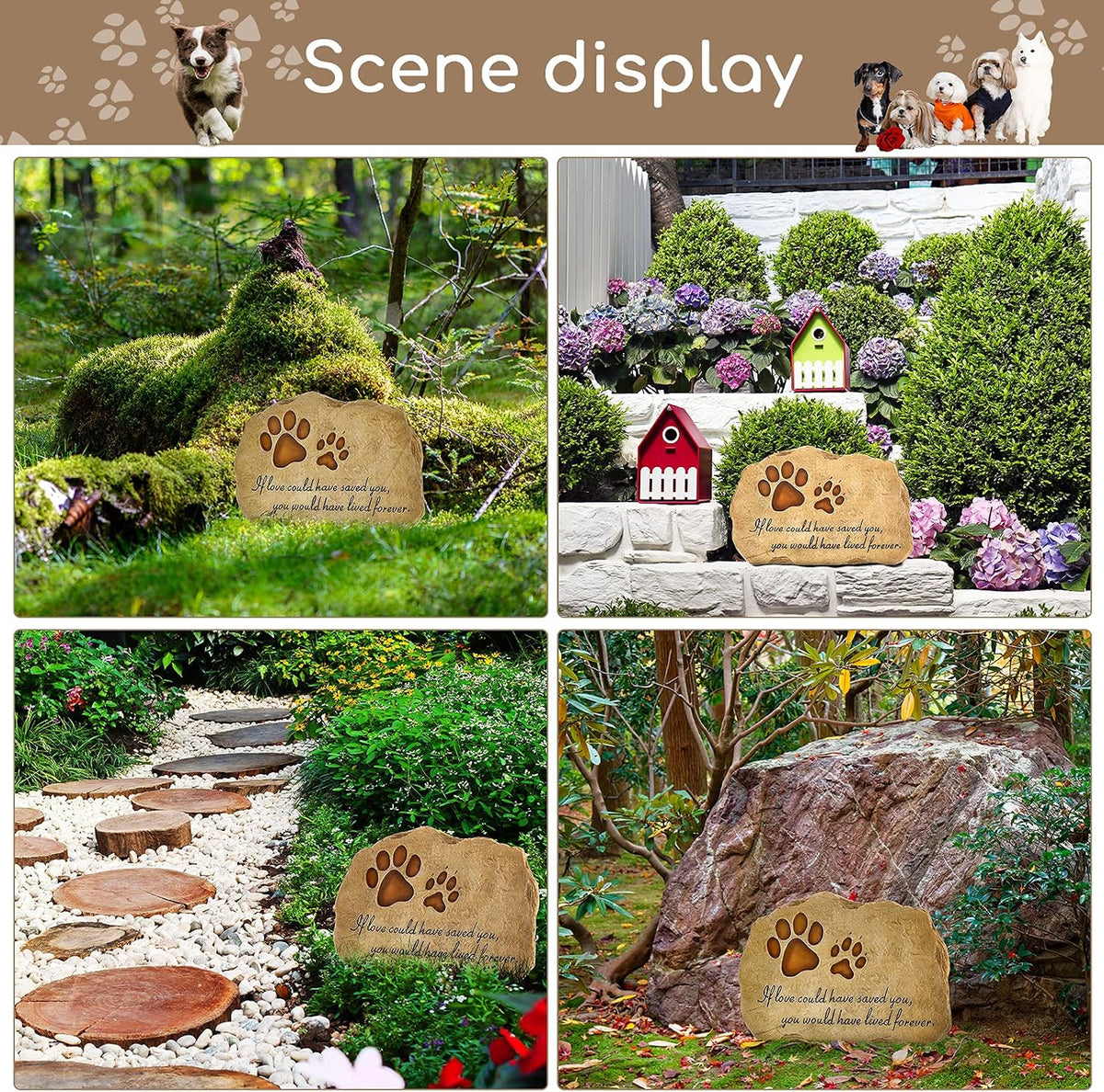 Jetec Dog Memorial Gifts for Loss of Dog, Pet Memorial Stones Grave Marker