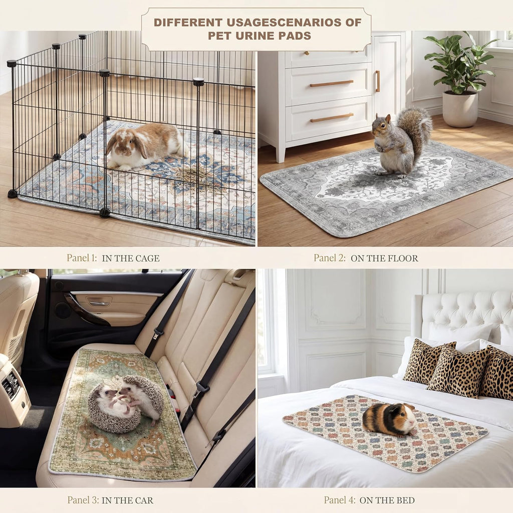 Washable Guinea Pig Pee Pads,Absorbent Reusable Guinea Pig Cage Liners,Waterproof,Leak-Proof & Non-Slip Potty Pads for Small Animals Rabbit Hamster Rat.(Colorful Day,24"x48")