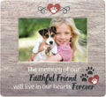 Dog Memorial Picture Frame for Loss of Pet – Pawprints & Hearts Pet Remembrance Frame - Sympathy Quote – “The Memory of Our Faithful Friend Will Live in Our Hearts Forever” – 4x6 Photo - 7.25 x 8 Inch