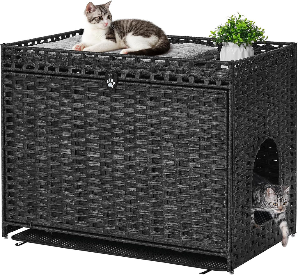Cat Litter Box Enclosure with Door, Hidden Cat Washroom Furniture
