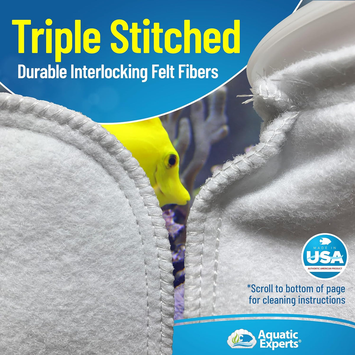 Aquatic Experts Felt Filter Socks – 4 Inch Ring Style, 200 Micron Aquarium Filter Sock for Sumps & Aquariums (4" x 14", 2 Pack)