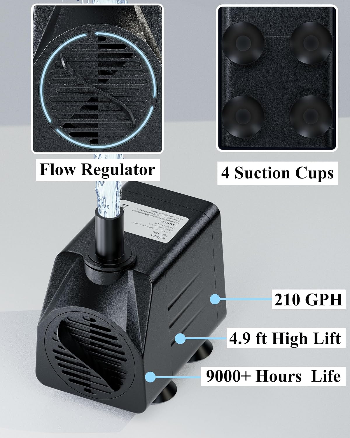 alizzy 210 GPH Submersible Fountain Pump, Durable Aquarium Water Pump