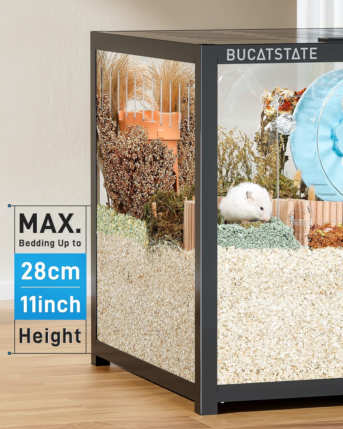 BUCATSTATE Hamster Cage 3.0, Large Hamster Enclosure(47in, Black)