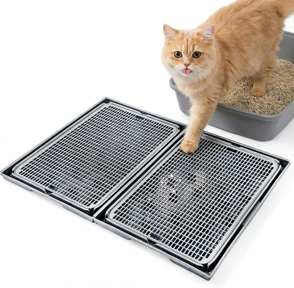 2-Pack Connectable Cat Litter Trapping Mats for Litter Box