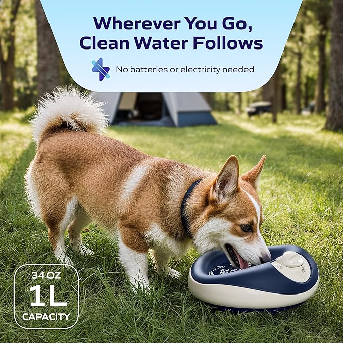Filtered Portable Dog Water Dispenser, 1L / 34oz, Automatic Pet Water Dispenser - Image 6