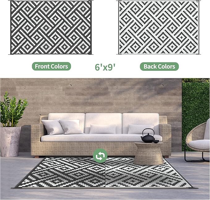 GENIMO Outdoor Rug for Patio Clearance, Reversible Plastic Camping Rugs - Image 4