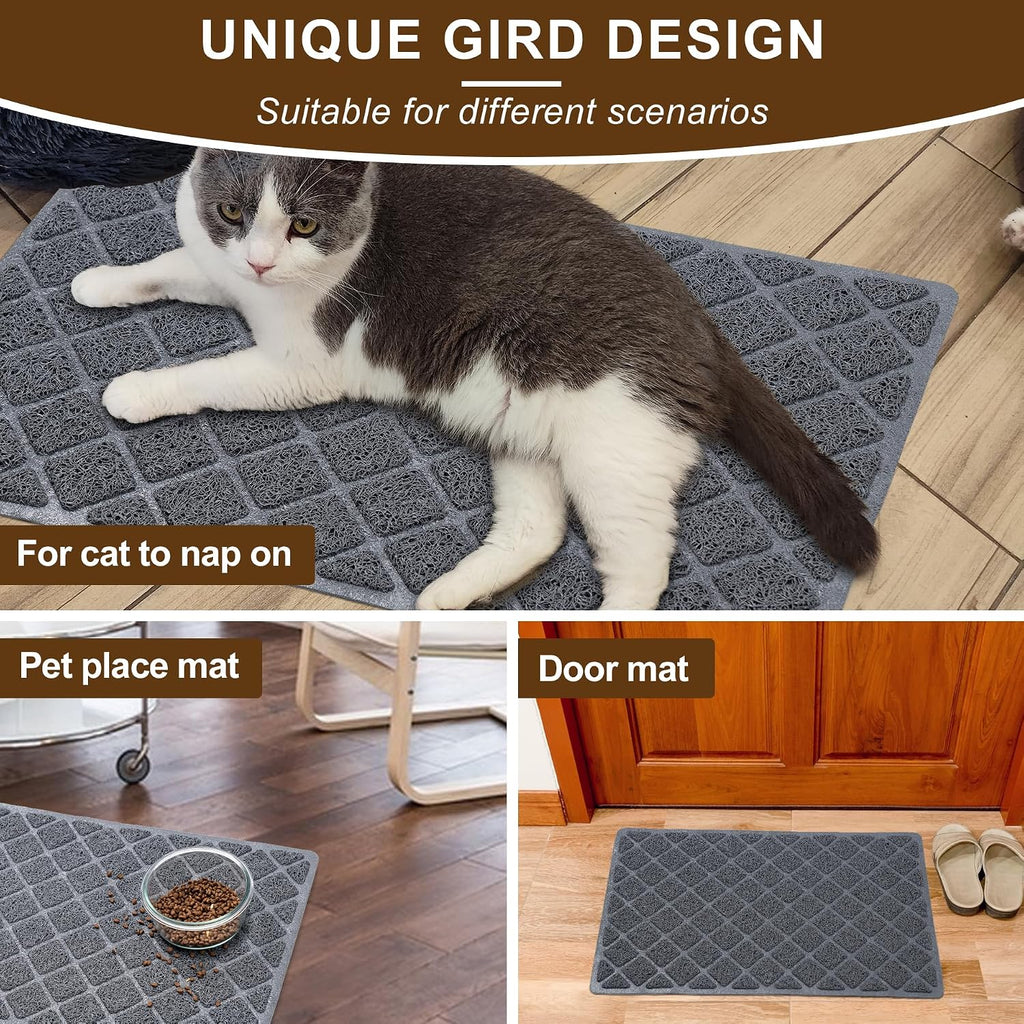 Cat Litter Box Mat,24 x 35 In,Trapping Mat Premium Durable PVC Pad,Grey