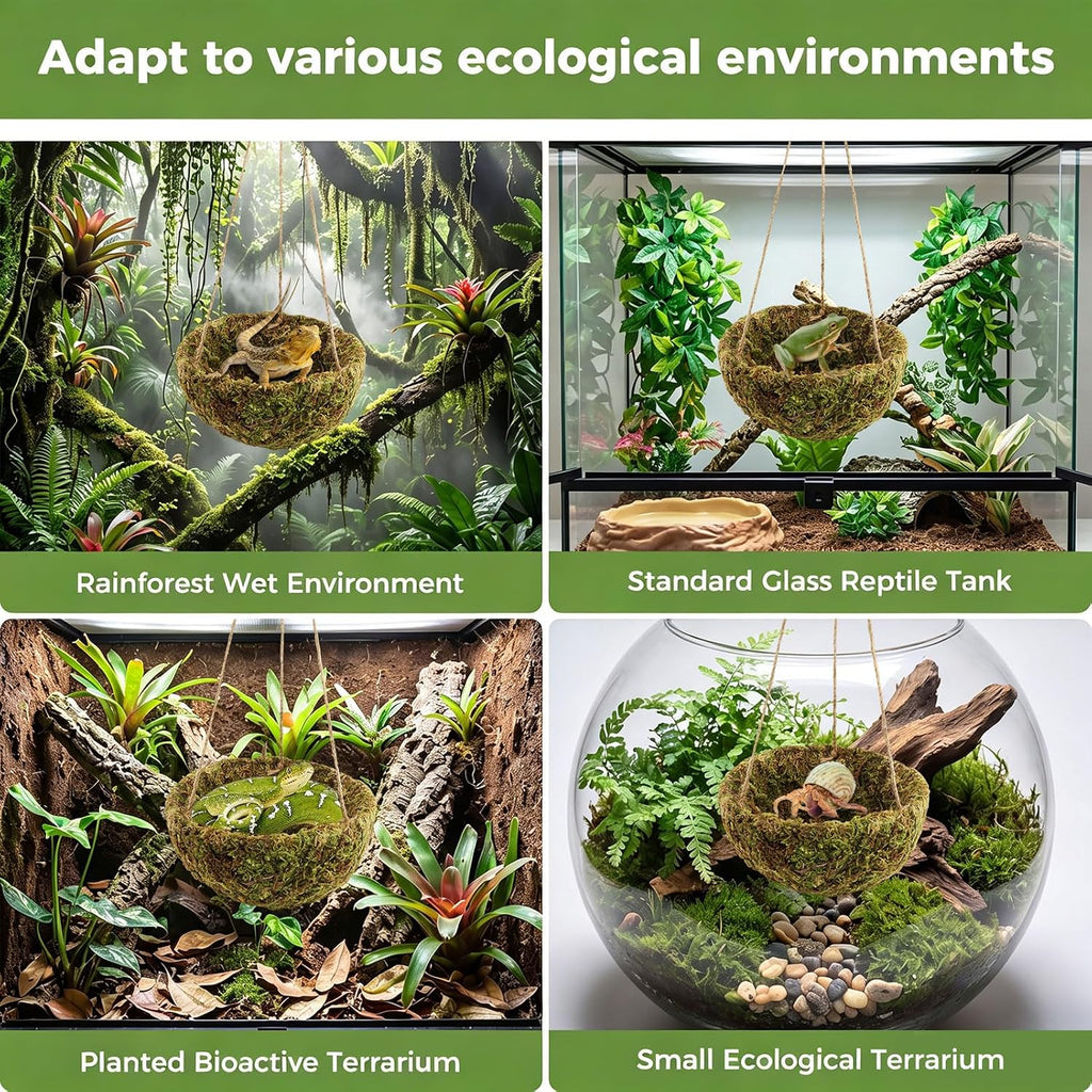 Handmade Crested Gecko Tank Accessories, Hanging Moss Reptile Hideout