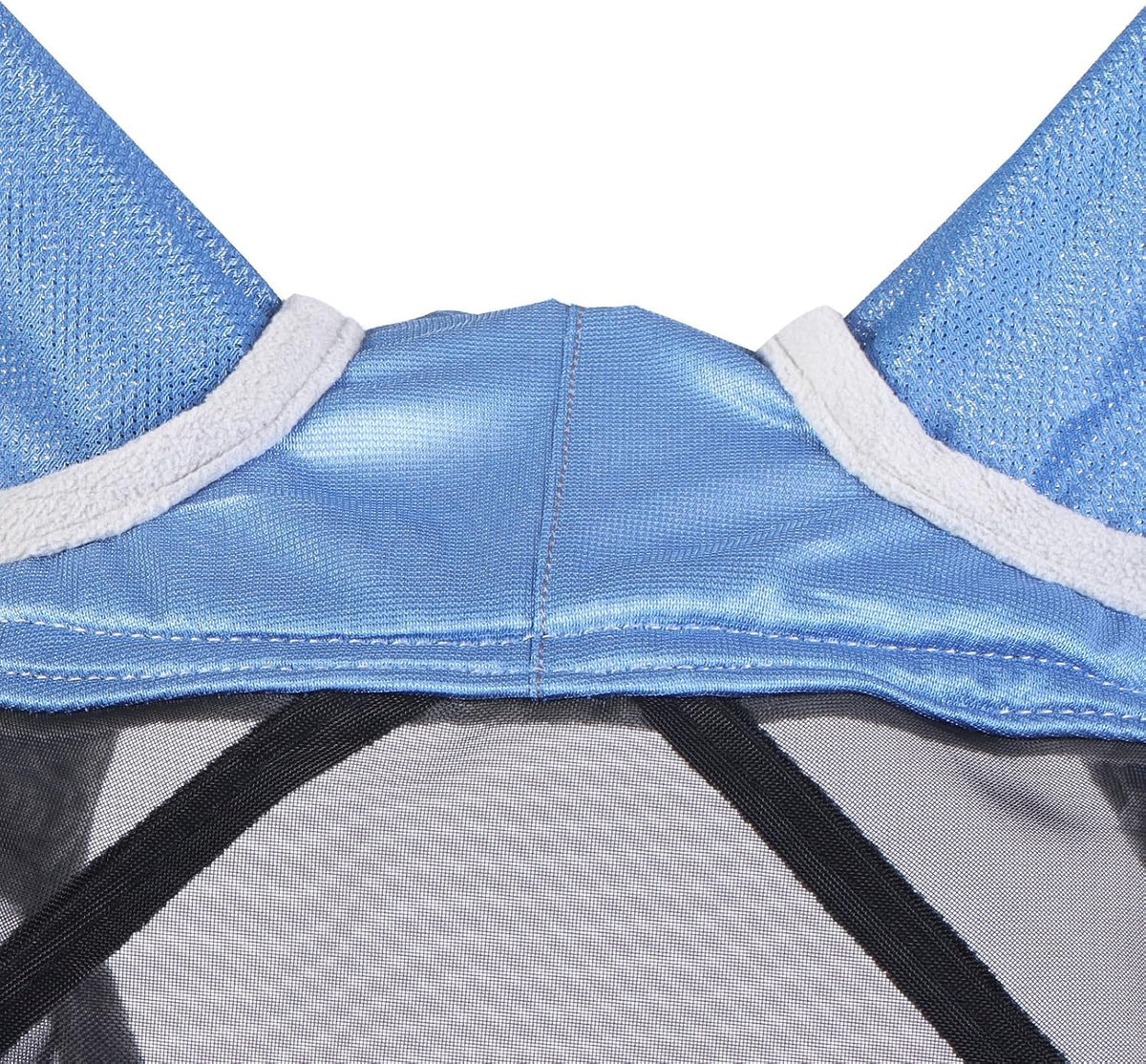 Harrison Howard CareMaster Pro Luminous Horse Fly Mask Large Eye Space Standard with Ears UV Protection for Horse Royal Blue M Cob
