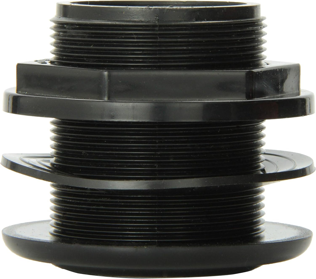 Lifegard Aquatics Standard Threaded Bulkhead Kit for Fish Aquariums – High-Impact Resistant PVC – Includes Bulkhead Fitting, Gasket, Lock Nut – Jet Black – 1-1/2 Inch
