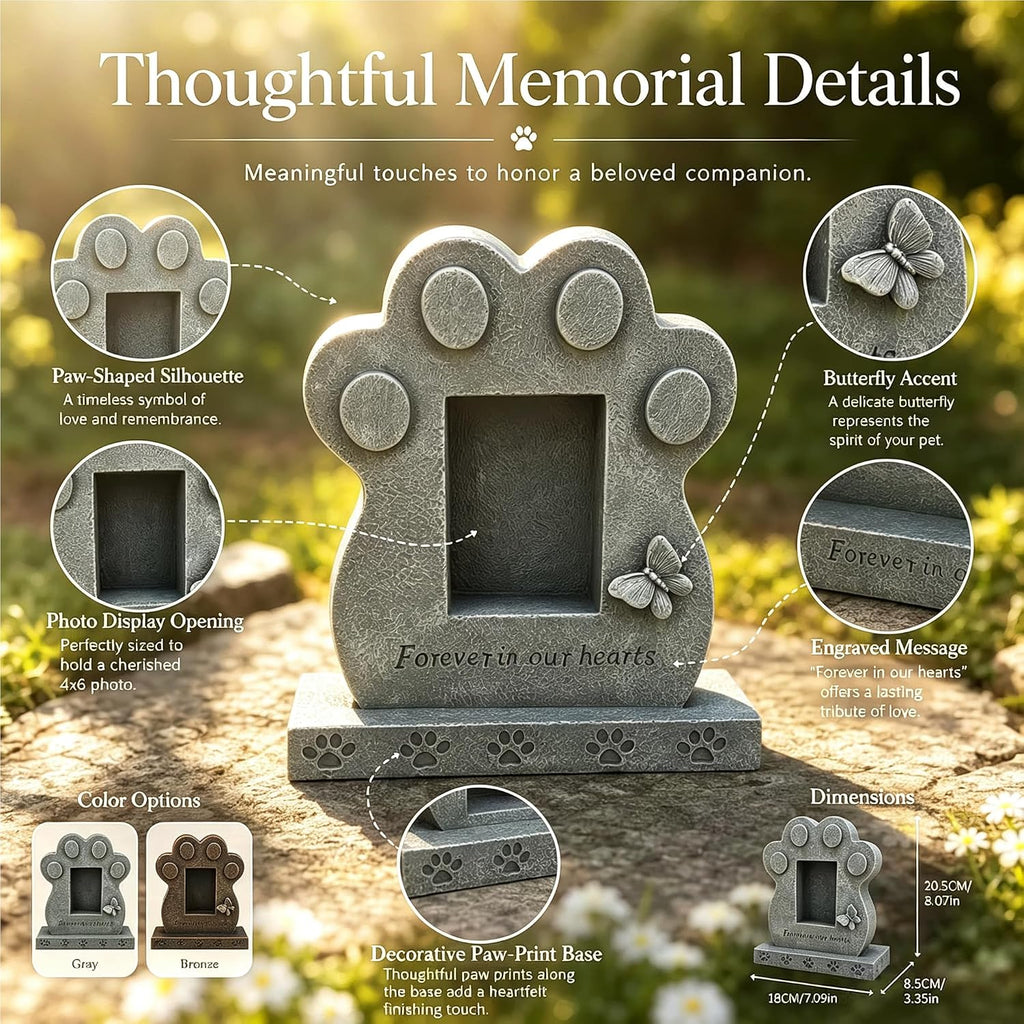 Teaeeno Dog Decor Statue Memory Stone, Pet Headstone Grave Markers