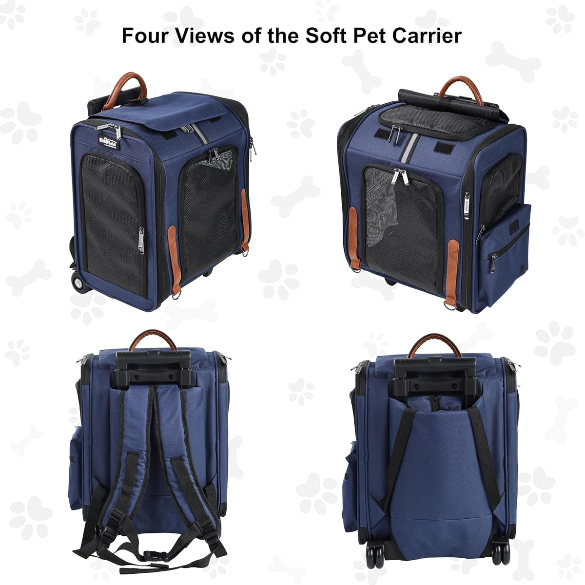 EliteField Deluxe Rolling Backpack Dog & Cat Carrier (2-Year Warranty)