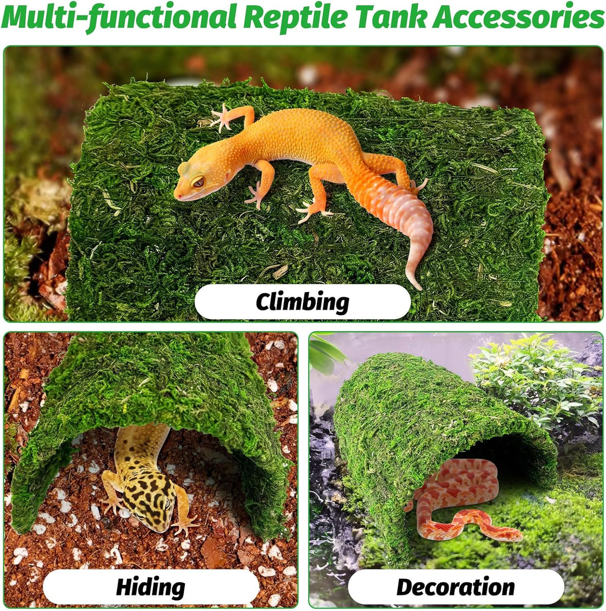 Reptile Hideout Handmade Natural Moss Hide Cave, Style A