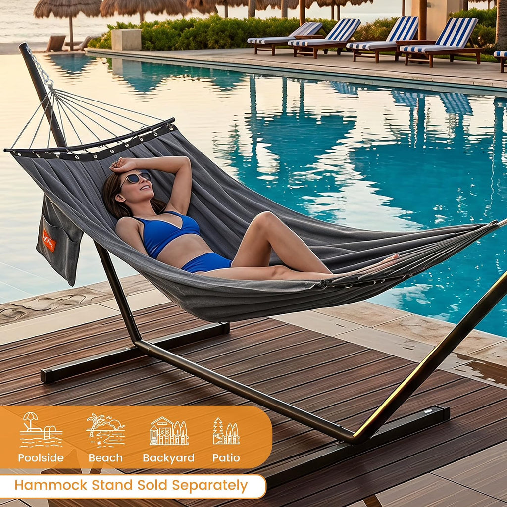 Lazy Daze Camping Hammock, Double Outdoor Hammock with Curved Spreader Bar