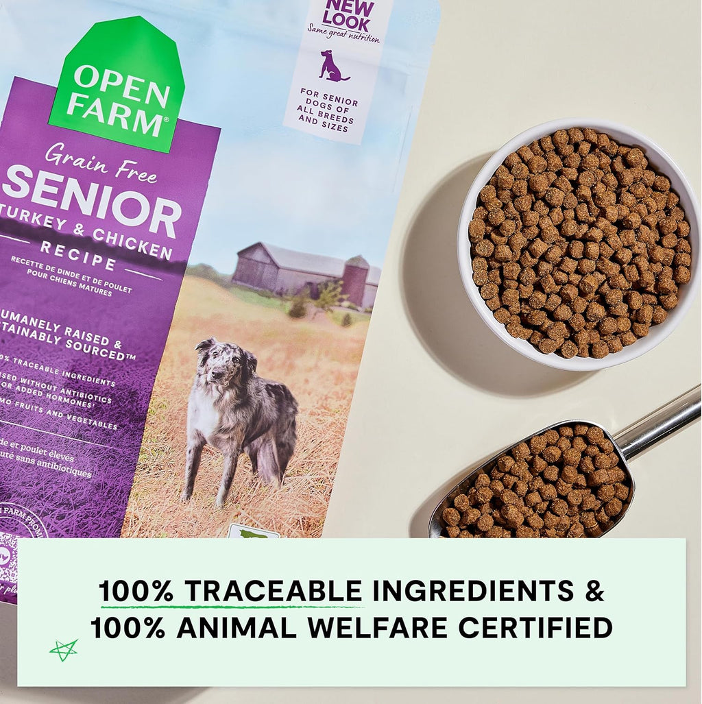 Open Farm Grain Free Dry Dog Food, Senior Dog Kibble, 4lb Bag