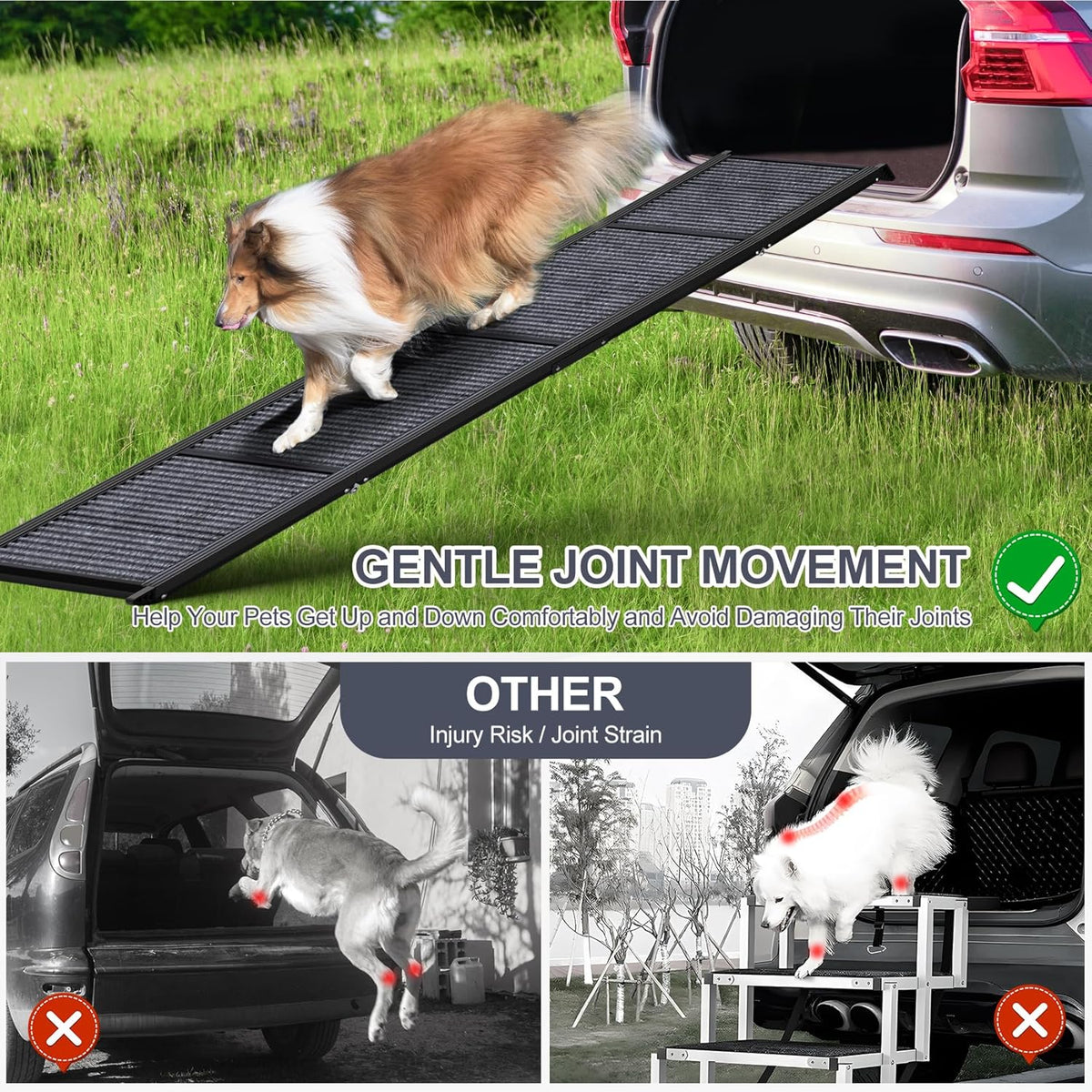 Dog Ramp for Car 71" L × 20" W, Extra-Long & Wide Foldable