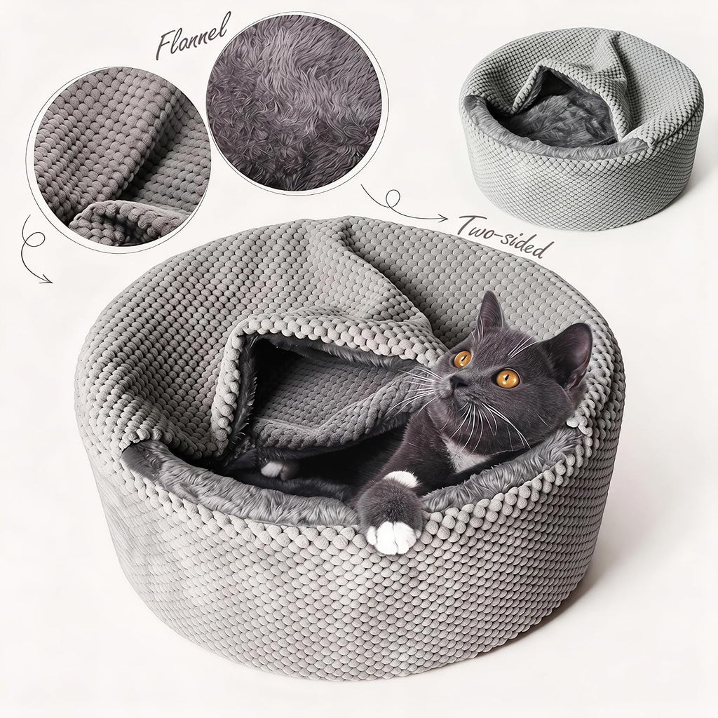 Covered Cat Bed for Kittens & Small Cats,