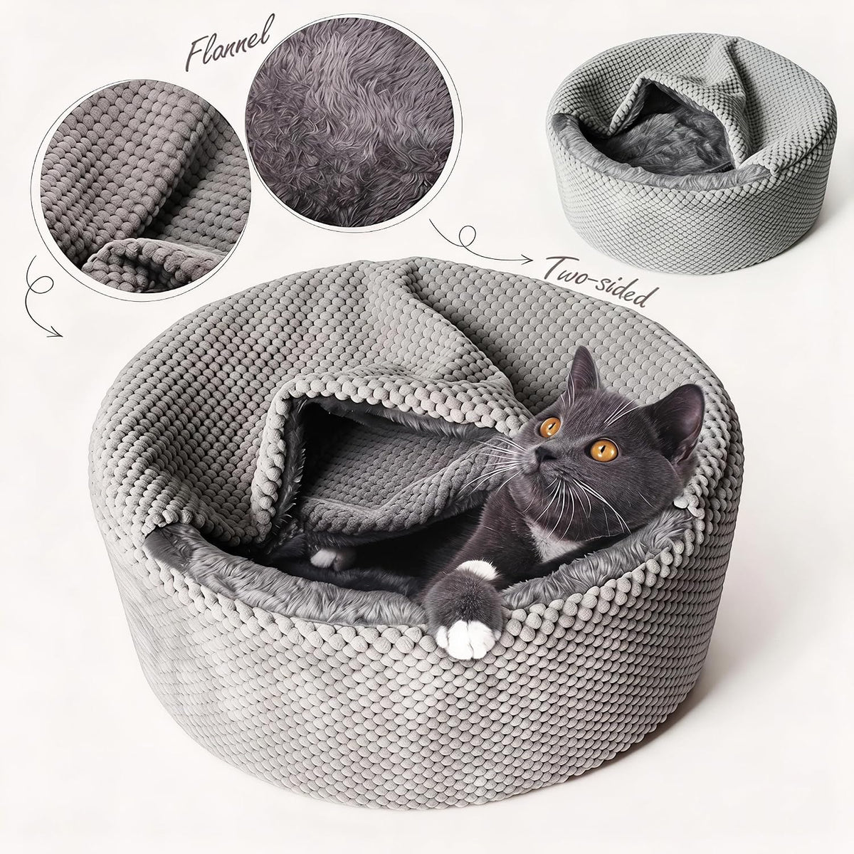 Covered Cat Bed for Kittens & Small Cats,