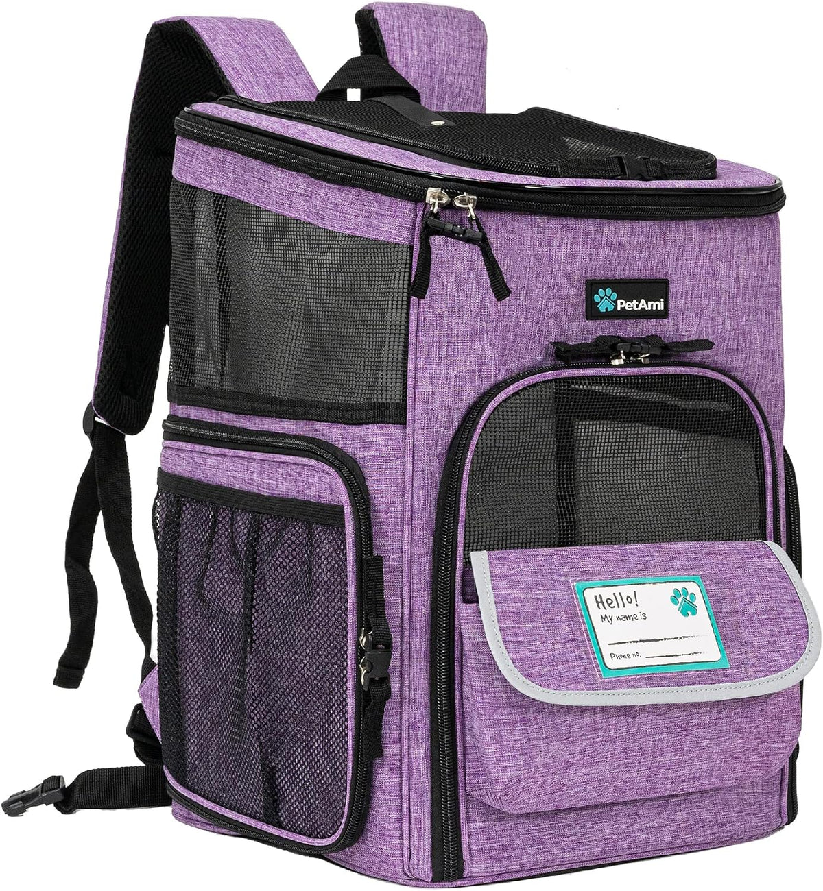 PetAmi Dog Backpack Carrier, Airline Approved 4-Way Entry Cat Bag, Purple