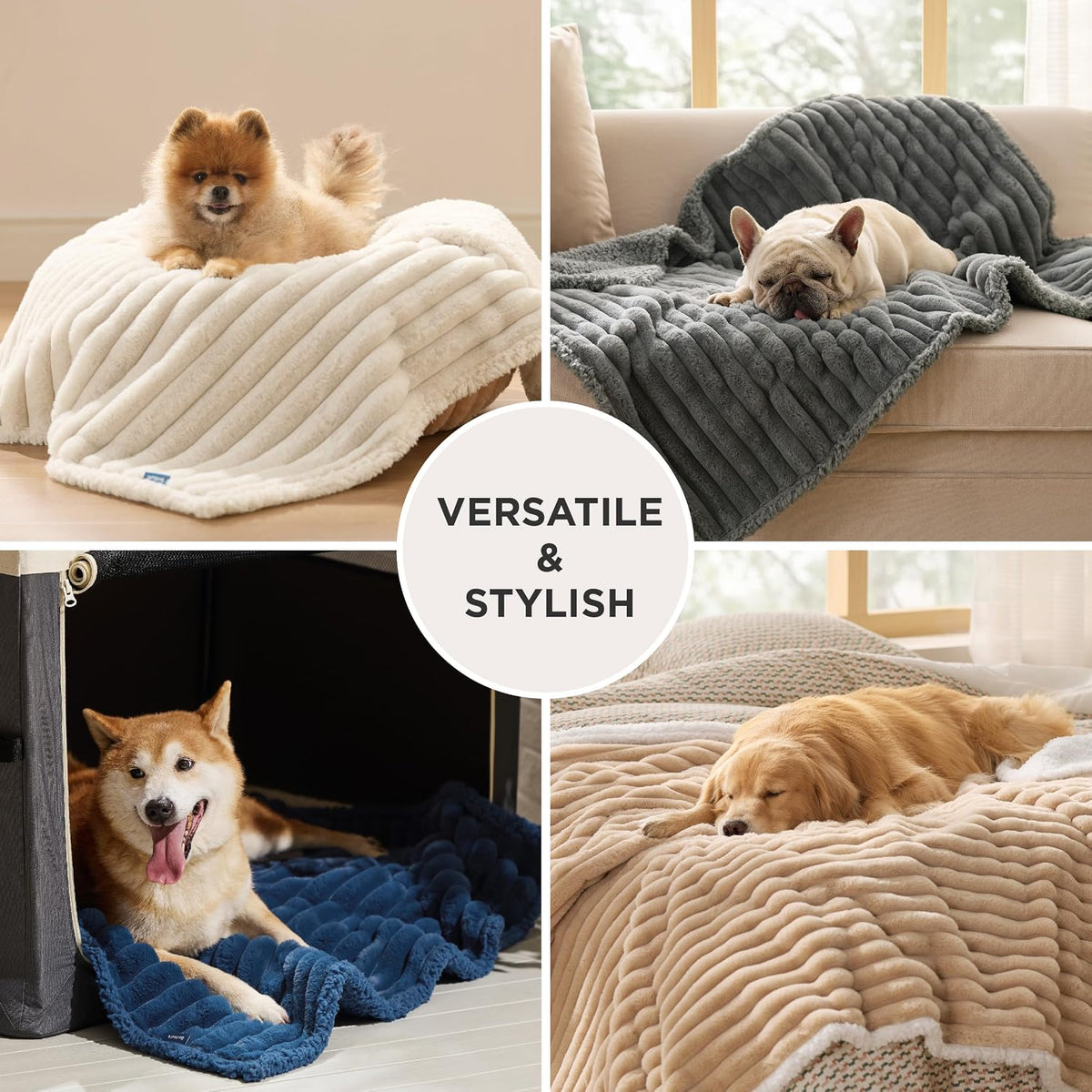 Bedsure ComfyFleece® Waterproof Dog Blankets for Large Dogs,50x60