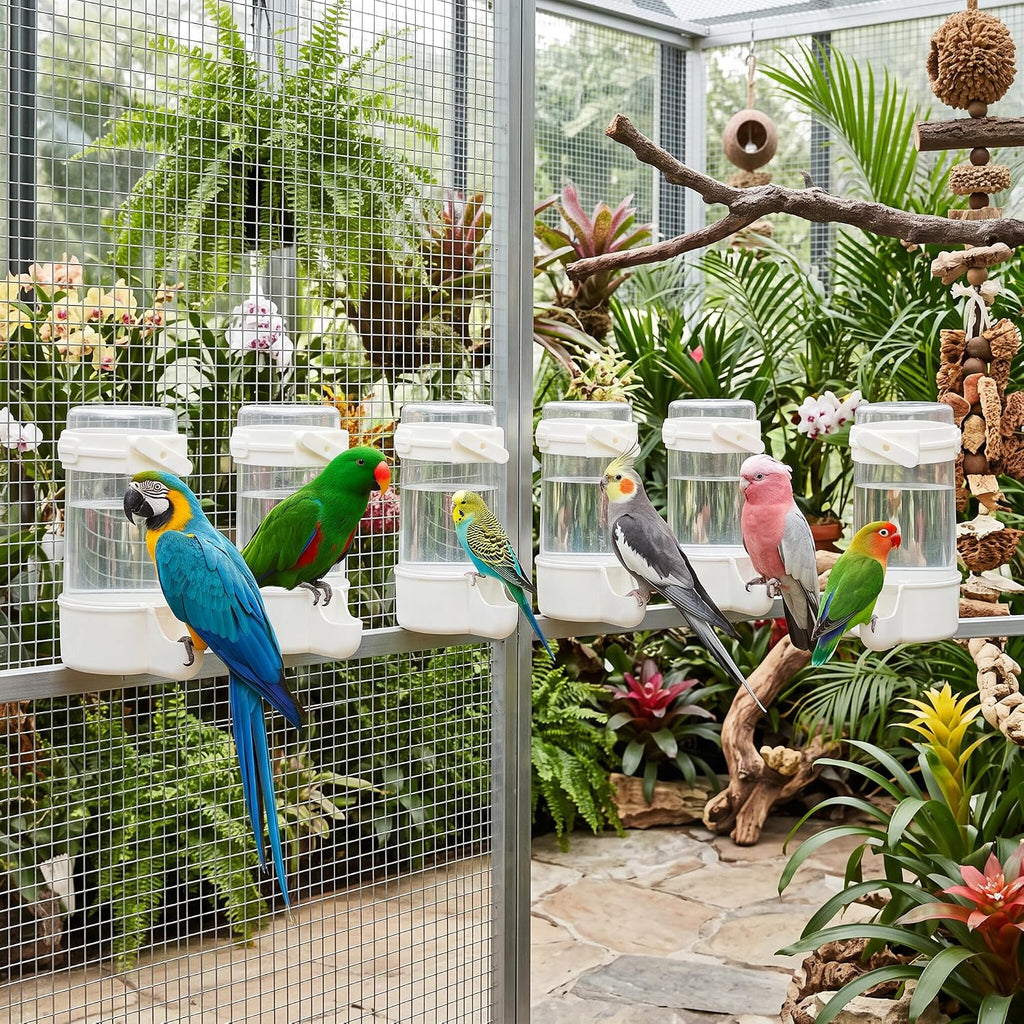 Plastic Bird Water Feeder, Spill-Proof Hanging Dispenser
