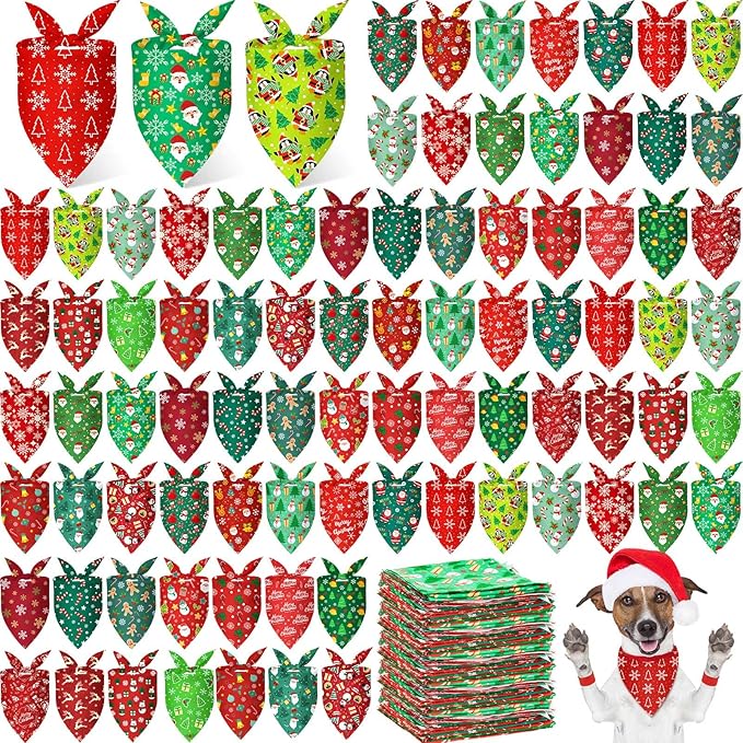 200 Pcs Dog Bandanas Bulk, Reusable Pet Scarves by Jeere