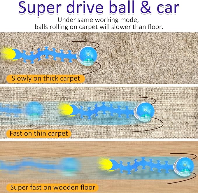 Interactive Cat Toys Ball for Indoor Cats Fast Rolling on Carpet, Chirping & - Image 2