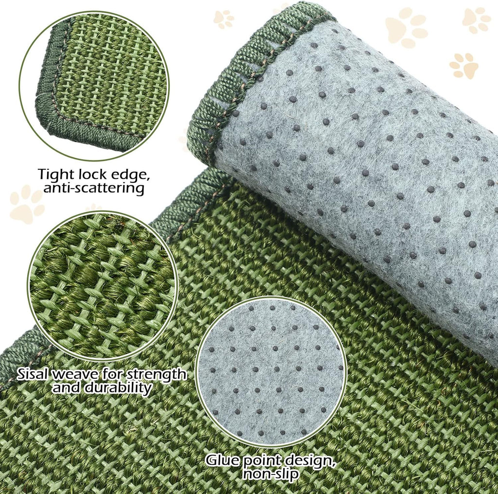 4 Pcs Cat Scratcher Mat Sisal Scratch Mats Horizontal Floor Scratching Pad Rug Sisal Fabric Cat Scratch Mat for Protecting Carpets Sofas and Cat Grinding Claws Green 11.8" x 15.7"