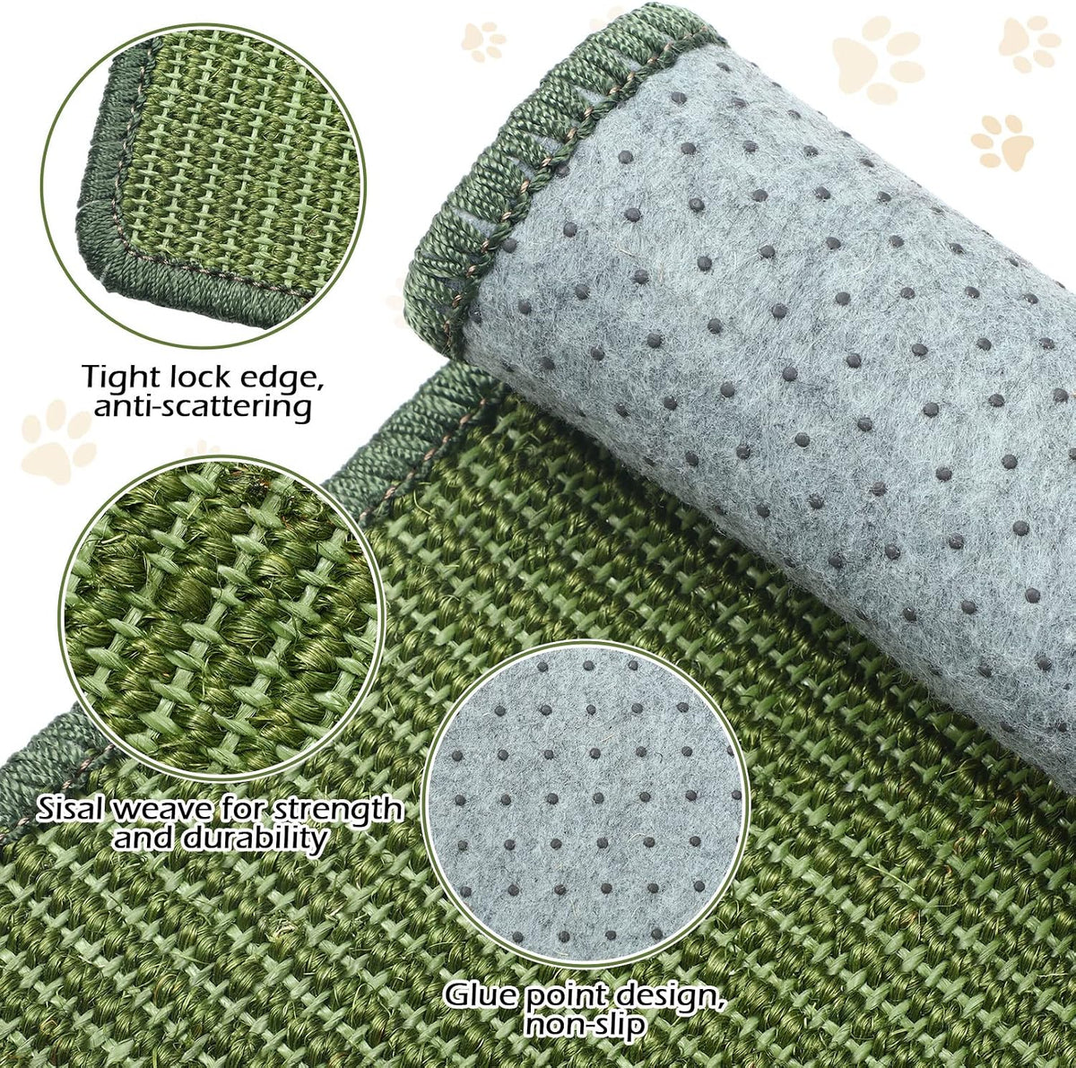 4 Pcs Cat Scratcher Mat Sisal Scratch Mats Horizontal Floor Scratching Pad Rug Sisal Fabric Cat Scratch Mat for Protecting Carpets Sofas and Cat Grinding Claws Green 11.8" x 15.7"