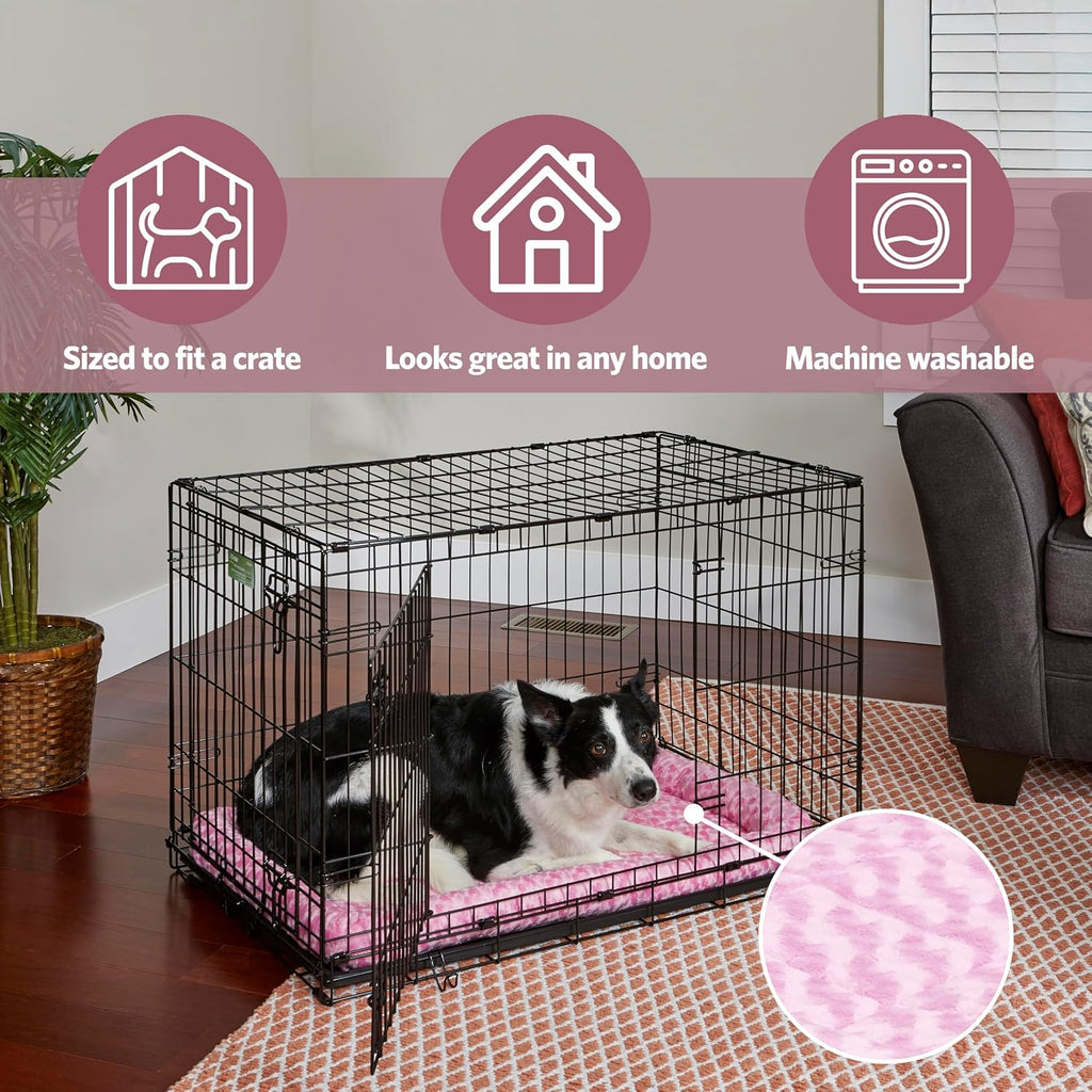MidWest Homes for Pets QuietTime Fashion XS Dog Bed - Pink Faux Fur Bolster, Ultra-Soft and Machine Washable, Fits 22-Inch Crates and Carriers, for Small Dogs and Cats