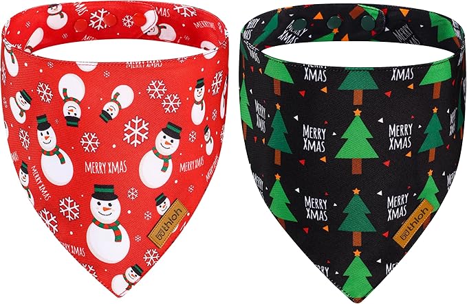 Christmas Dog Bandanas with Snap Button by THLOHDogBandanas