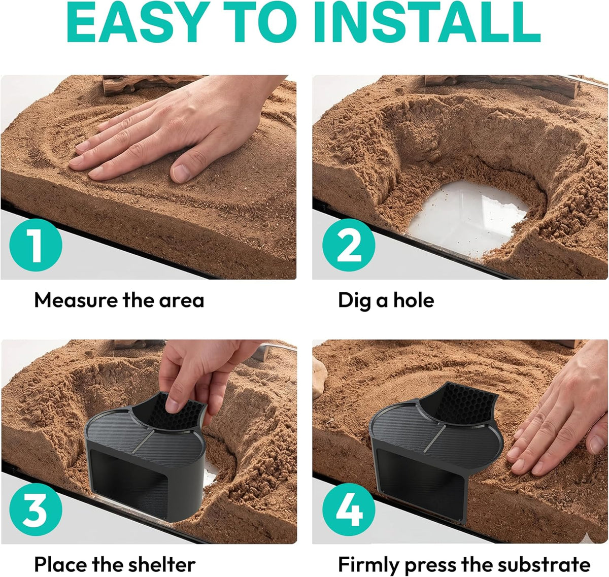 Hermit Crab Habitat Shelter with 2 Deep Dishes & Honeycomb Ramp - 2-in-1 Corner Hideout and Pool Station for Hermit Crabs, Isopods, and Reptiles - Made in USA (Black)