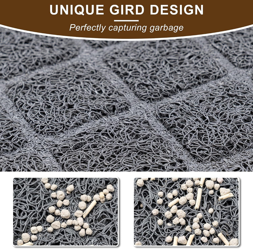 Cat Litter Box Mat,24 x 35 In,Trapping Mat Premium Durable PVC Pad,Grey