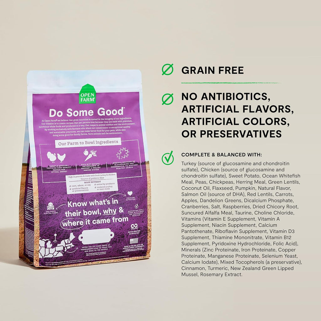 Open Farm Grain Free Dry Dog Food, Senior Dog Kibble, 4lb Bag