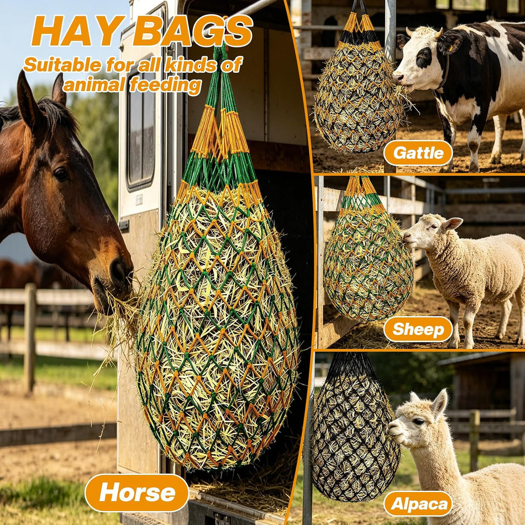 Hay Nets for Horses, 3-Pack Large-Capacity Hay Net for Horses Goats & Sheep