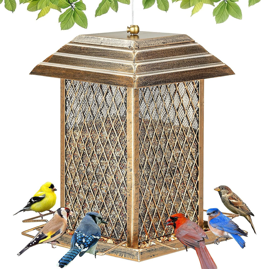 Bird Feeder, 6LB Large Capacity Metal Bird Feeders for Outdoor Hanging