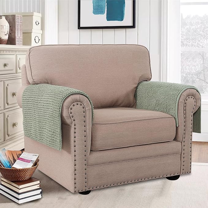 H.VERSAILTEX Plush Chenille Couch Armrest Cover 2 Packs Thick and Soft Sofa - Image 2