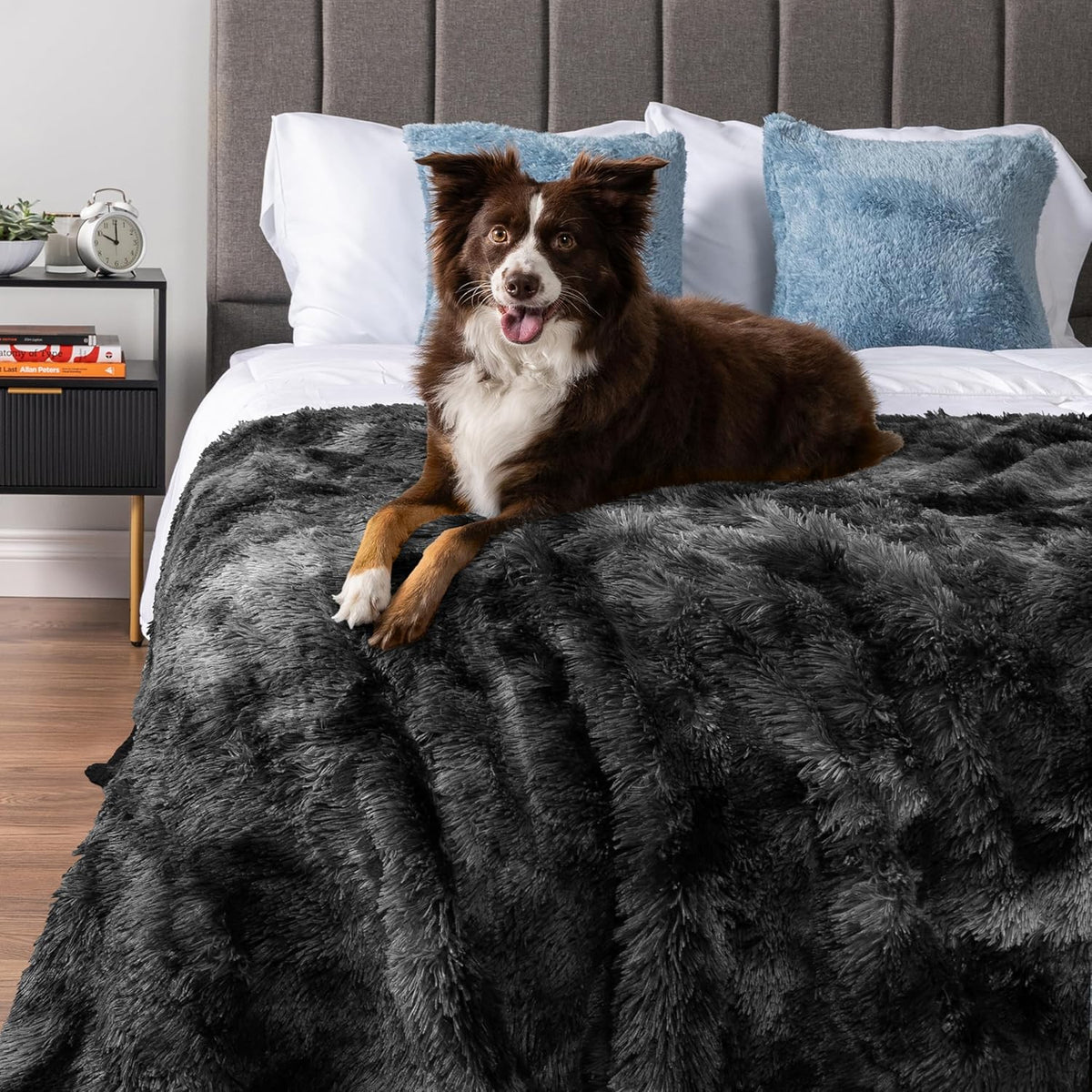 PetAmi Waterproof Dog Blanket for Couch Protector Throw 60x80 Tie-Dye Black