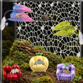 Jumping Spider Terrarium Enclosure Decor Decorations, Climbing Web with 3pcs Fruit Chairs and 2pcs Leaf Ledge, Enclosure Climbing Accessories, Mini Terrarium Decorations Kit