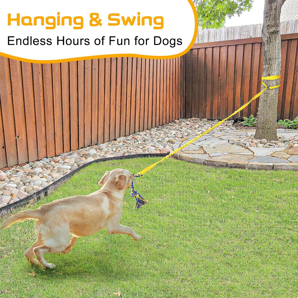 XiaZ Tug of War Dog Toy, Interactive Dogs Toy Bungee Hanging Tether with 2 Chew Rope Toys, Heavy Duty Puppy Outdoor Activity Aggressive Chewers Best Small to Large Boredom Exercise and Play (Yellow)