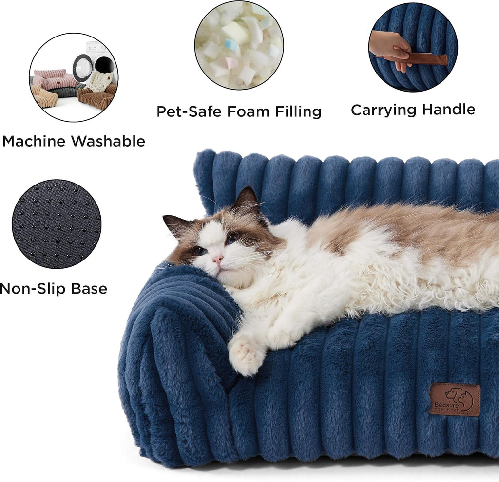 Bedsure ComfyFleece® Shown on TV Fluffy Cat Couch for Pets,24in Night Blue