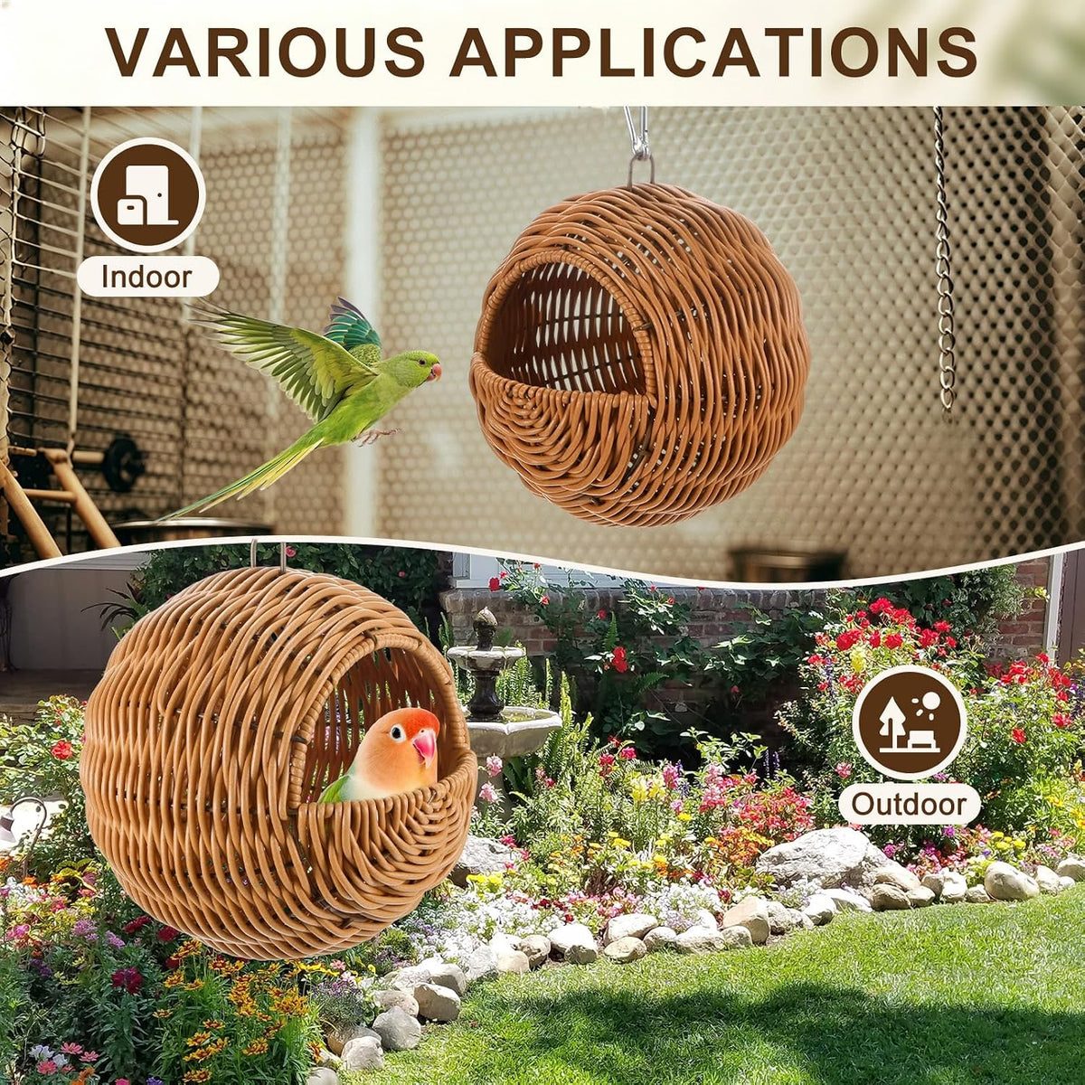 M METERXITY Simulated Rattan Hanging Bird Nest, Hanging Nest, G-Type