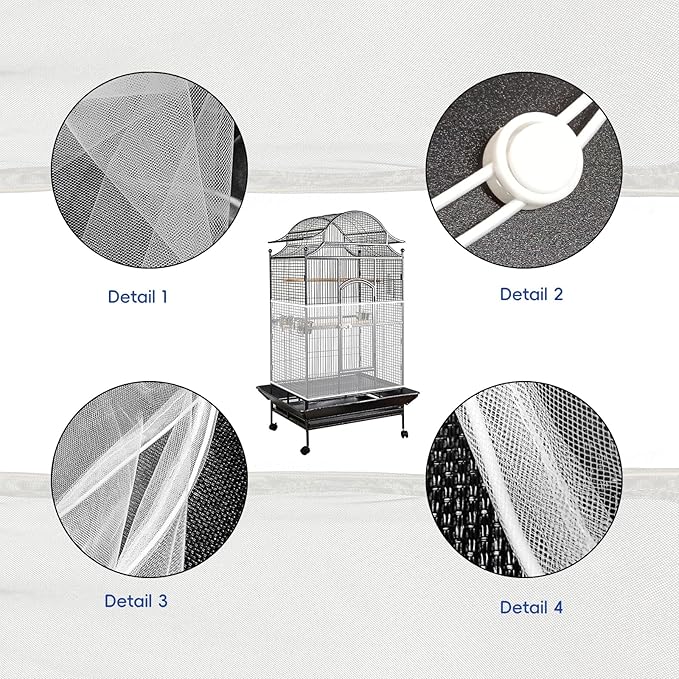 Adjustable Birdcage Seed Feather Catcher Bird Cage Net Cover Soft Skirt Guard - Image 5